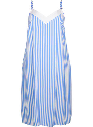 ZizziFLASH - Gestreepte bandjesjurk van viscose, L. Blue White Stripe, Packshot image number 0