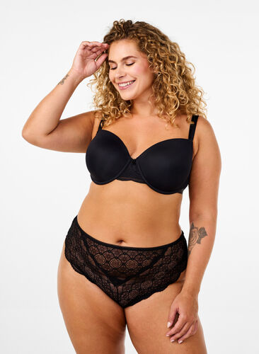 Zizzi Culotte brésilienne en dentelle, Black, Model image number 0