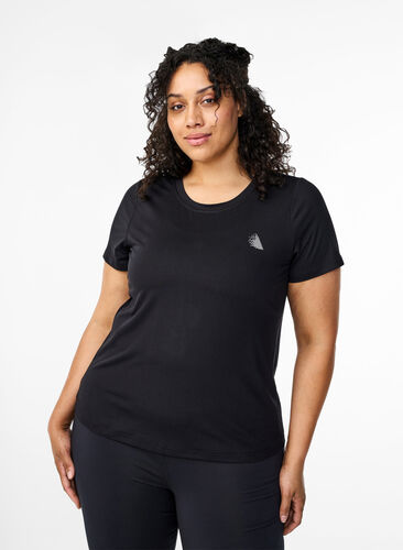 ZizziSlim fit sport T-shirt met ronde hals, Black, Model image number 0