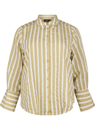 Zizzi Chemise ample à rayures, Thyme w. Sand Stripe, Packshot image number 0