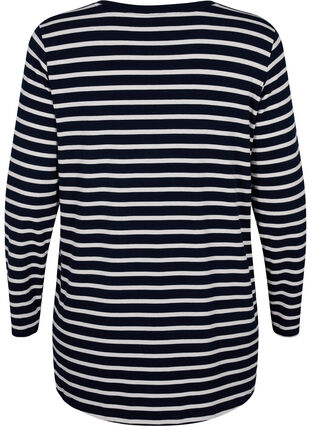 ZizziBlouse met lange mouwen en strepen, Evening Blue Stripe, Packshot image number 1