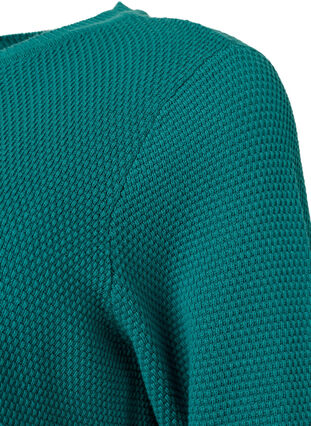 Zizzi Blouse en coton tricoté avec structure, Deep Lake, Packshot image number 2