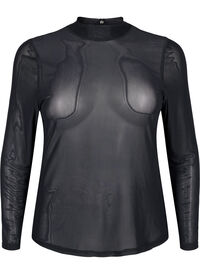 Getailleerde blouse van mesh met lange mouwen