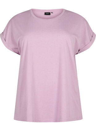 ZizziT-shirt met korte mouwen van katoenmix, Lavender Mist, Packshot image number 0