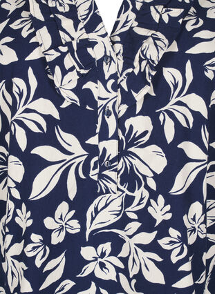 ZizziKatoenen blouse met 3/4 mouwen en print, Naval Academy Flower, Packshot image number 2