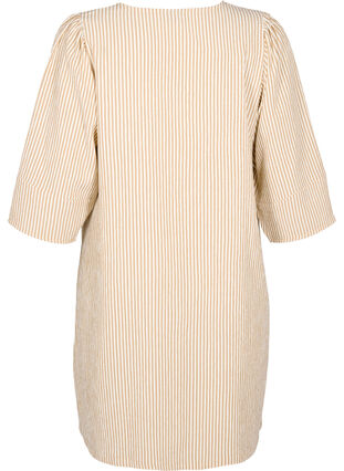 ZizziGestreepte jurk met 3/4 mouwen, Camel Stripe, Packshot image number 1