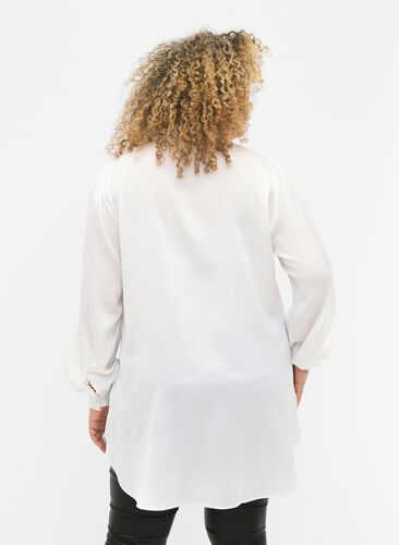 ZizziLang shirt met parelknopen, Bright White, Model image number 1