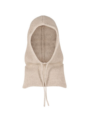 Zizzi Balaclava tricotée avec cordons, Silver Mink, Packshot image number 0