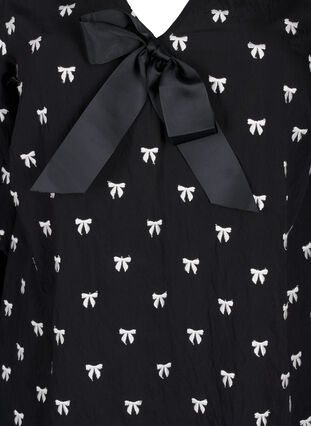 ZizziBlouse met strikjes en 3/4 mouwen, Black White Bow, Packshot image number 2