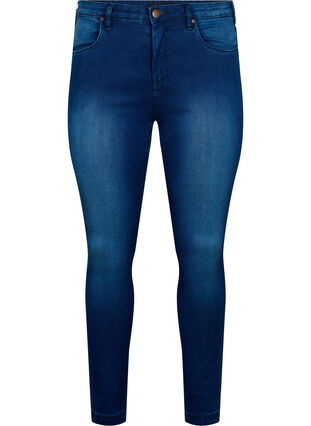 ZizziSuper slim Amy jeans met hoge taille, Blue Denim, Packshot image number 0