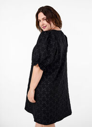 Robe jacquard courte avec des nœuds, Black W. Bow, Model