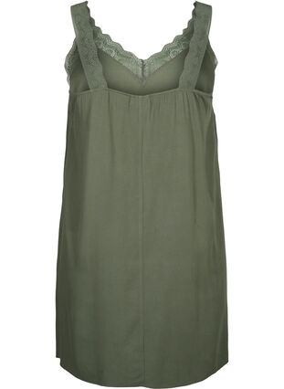 ZizziSpaghetti-jurk van viscose met kant, Thyme, Packshot image number 1