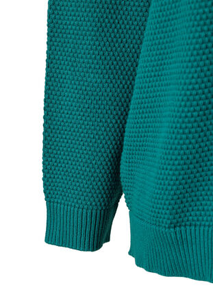Zizzi Blouse en coton tricoté avec structure, Deep Lake, Packshot image number 3