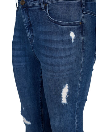 ZizziSuperslanke Amy jeans met slijtagedetails, Blue Denim, Packshot image number 2