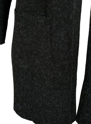 ZizziGevlekt gebreid vest met zakken, Dark Grey Melange, Packshot image number 3