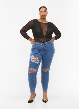 Zizzi Body avec dentelle et mesh, Black, Model image number 3