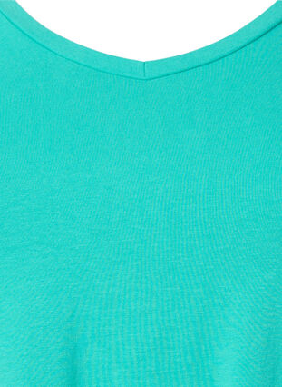 ZizziEffen basic T-shirt van katoen, Aqua Green, Packshot image number 2