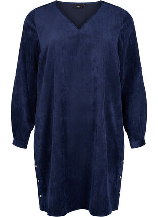 Zizzi Robe courte en velours avec poches, Medieval Blue, Packshot image number 0