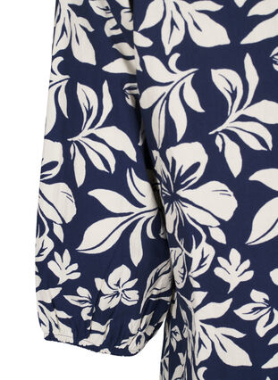 ZizziKatoenen blouse met 3/4 mouwen en print, Naval Academy Flower, Packshot image number 3