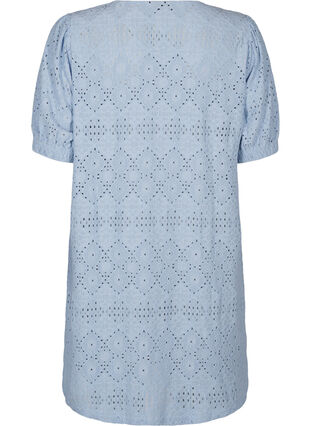 Zizzi Robe courte avec col en V et motifs à trous, Cashmere Blue, Packshot image number 1