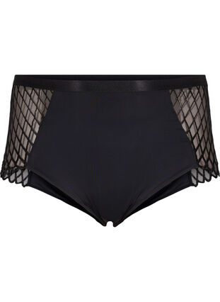 ZizziSlipje met mesh-detail en normale taille, Black, Packshot image number 0