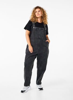 Zizzi Salopettes en denim, Dark Grey Denim, Model image number 0