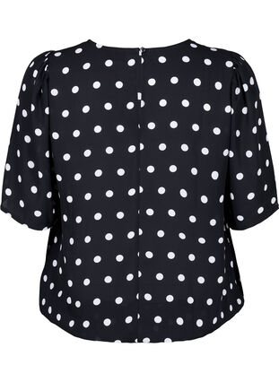 ZizziGestippelde blouse met korte mouwen, Black W. White Dot, Packshot image number 1