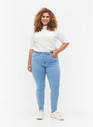 Zizzi Jean Amy super slim à taille haute, Ex Lt Blue, Model image number 0