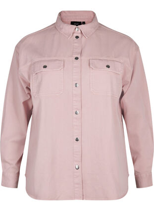 ZizziEffen denim overhemd met borstzakken, Pale Mauve, Packshot image number 0