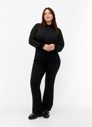 ZizziShirt blouse met ruches, Black, Model image number 2