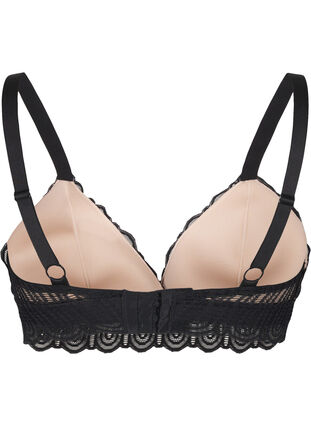 Zizzi Bralette avec dentelle et rembourrage doux, Black, Packshot image number 1