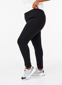 Viscose leggings met splitten aan de voorkant, Black, Model