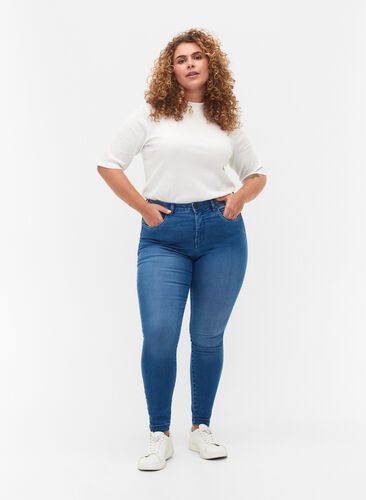 ZizziSuper slim Amy jeans met hoge taille, Light blue, Model image number 0