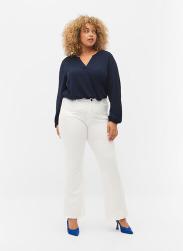 Zizzi Jeans bootcut Ellen à taille haute, White, Model image number 0