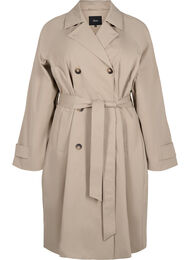 Klassieke lange trenchcoat met riem, Chinchilla, Packshot