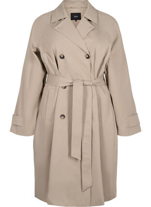 ZizziKlassieke lange trenchcoat met riem, Chinchilla, Packshot image number 0