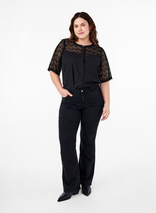 ZizziOverhemdblouse met korte kanten mouwen, Black, Model image number 2