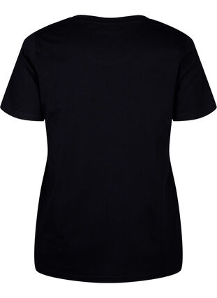 ZizziKatoenen T-shirt met strik, Black W. White, Packshot image number 1