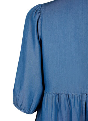 ZizziDenim jurk van TENCEL™ Lyocell met 3/4 mouwen, Blue Denim, Packshot image number 3