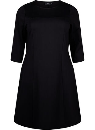 Zizzi Robe évasée manches 3/4, Black, Packshot image number 0