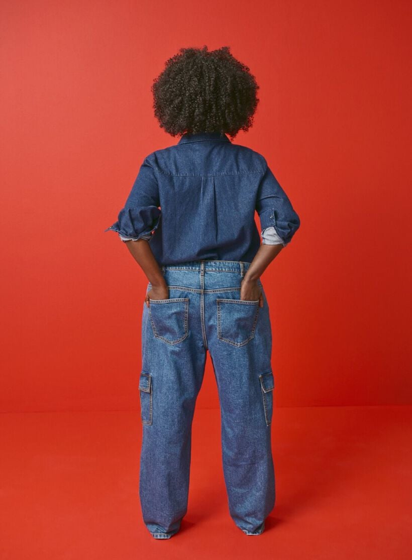 Zizzi Jean cargo à taille haute, , Model, 2