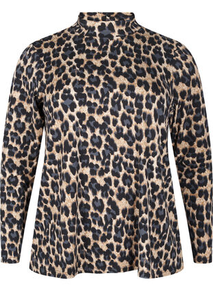 ZizziFLASH - Blouse met lange mouwen en col, Leopard Print , Packshot image number 0