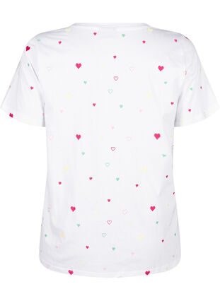 Zizzi T-shirt en coton biologique avec des cœurs, White Heart Emb., Packshot image number 1