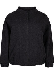  Blouson bomber aspect laine avec poches, Dark Grey Melange, Packshot