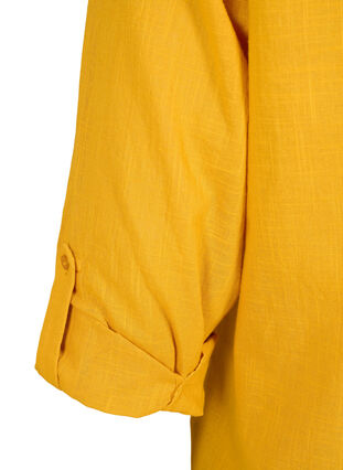 ZizziKatoenen overhemdblouse met V-hals, Golden Yellow, Packshot image number 3