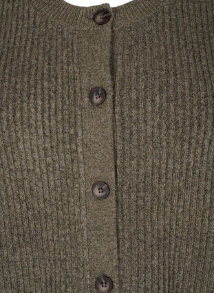 ZizziVest van ribtricot met knopen, Dusky Green Mel., Packshot image number 2