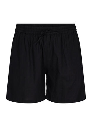 Zizzi Short ample en mélange de coton avec du lin, Black, Packshot image number 0