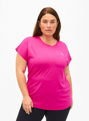 Zizzi T-shirt d'entraînement à manches courtes, Neon Pink Glo, Model image number 0