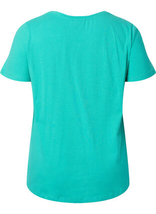 ZizziEffen basic T-shirt van katoen, Aqua Green, Packshot image number 1