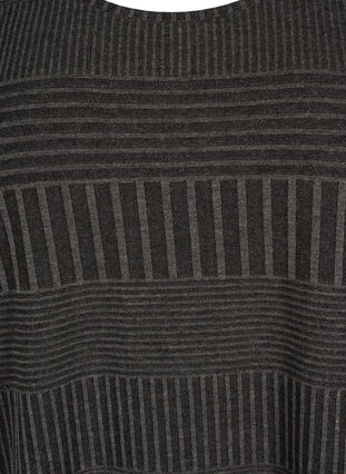 Zizzi Blouse avec manches 3/4 et motif rayé, Dark Grey Melange, Packshot image number 2